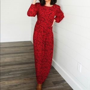 **SOLD!!** 💔RED AND BLACK SPOTTED MAXI NWT💔